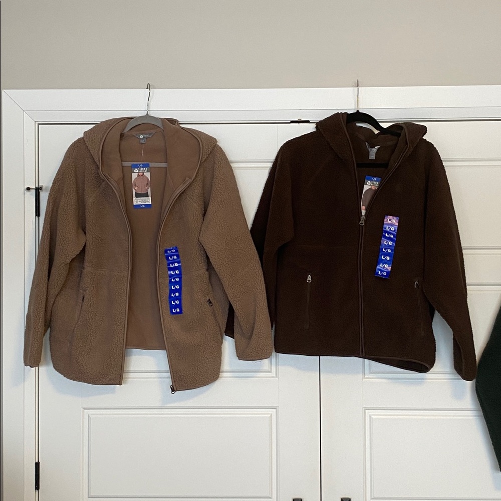 Sierra Designs soft warm sherpa full zip jackets with hood & pockets NWT